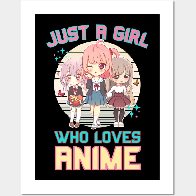 Just A Girl Who Loves Anime Kawaii Vaporwave Girls Wall Art by Sugoi Otaku Gifts